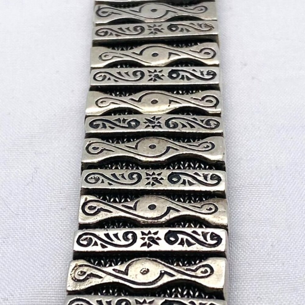 SOLD!! Konstantino Sterling Silver Turquoise Panel Links Bracelet 6.75" - Picture 14 of 16